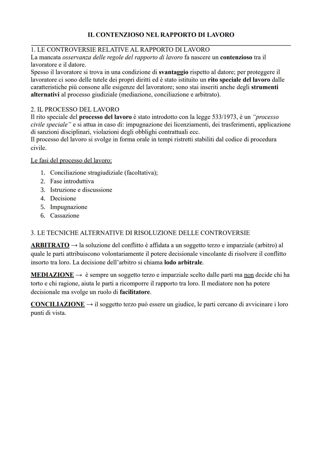 IL DIRITTO DEL LAVORO
1. TUTELA DEI LAVORATORI
Il lavoro è il mezzo di sussistenza per i lavoratori ed è elemento vitale dell'impresa e dell