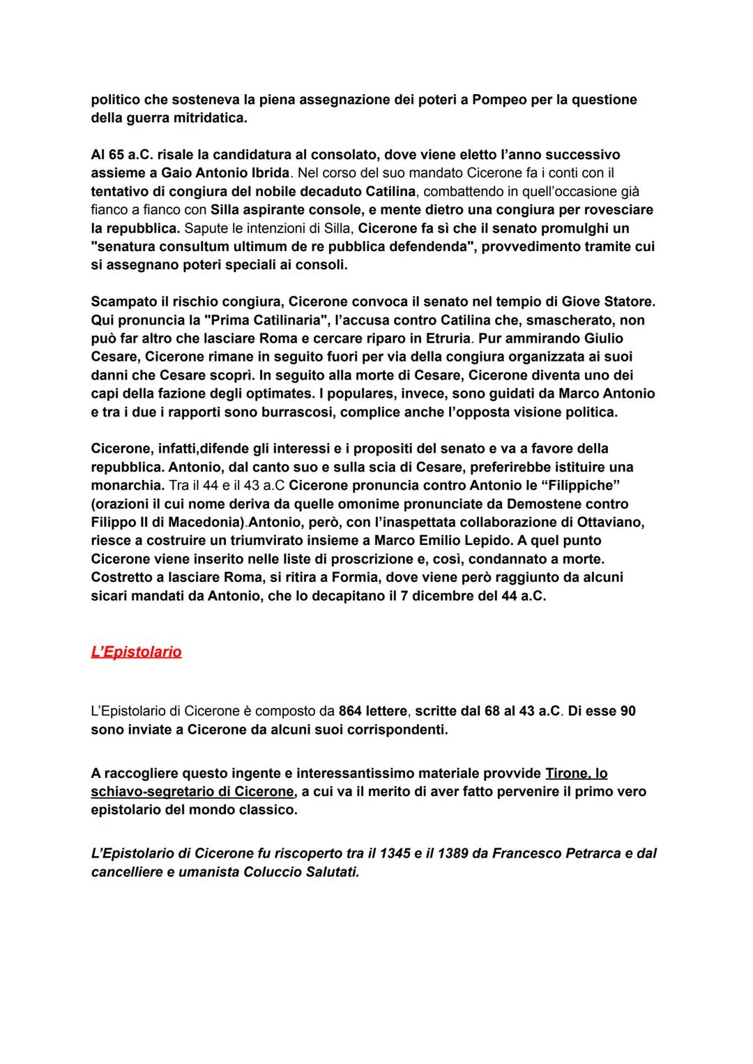 Latino
Cicerone
La vita:
Marco Tullio Cicerone (Marcus Tullius Cicero in latino) nasce il 3 gennaio del 106 a.C. a
Ponte Olmo, in Italia, a 