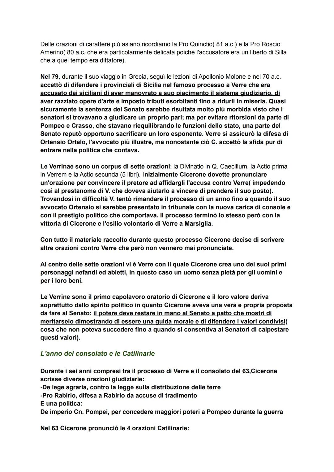 Latino
Cicerone
La vita:
Marco Tullio Cicerone (Marcus Tullius Cicero in latino) nasce il 3 gennaio del 106 a.C. a
Ponte Olmo, in Italia, a 