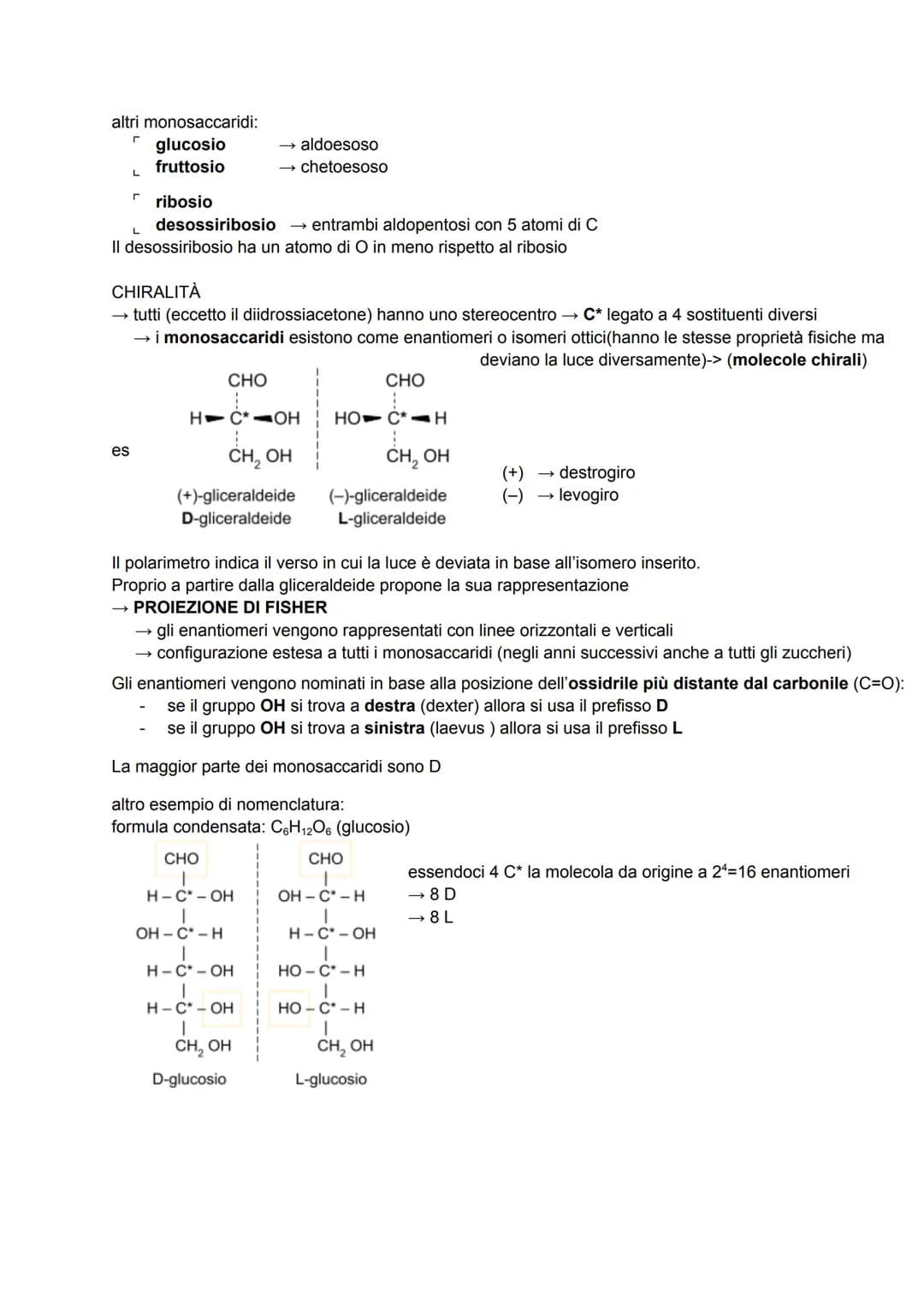 CARBOIDRATI
anche detti glucidi o idrati del carbonio → formula generale C₁(H₂O)
sono composti ternari (costituiti da 3 elementi diversi: C,