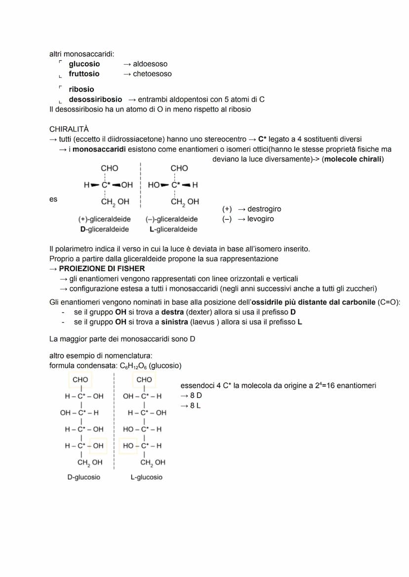 CARBOIDRATI
anche detti glucidi o idrati del carbonio → formula generale C₁(H₂O)
sono composti ternari (costituiti da 3 elementi diversi: C,
