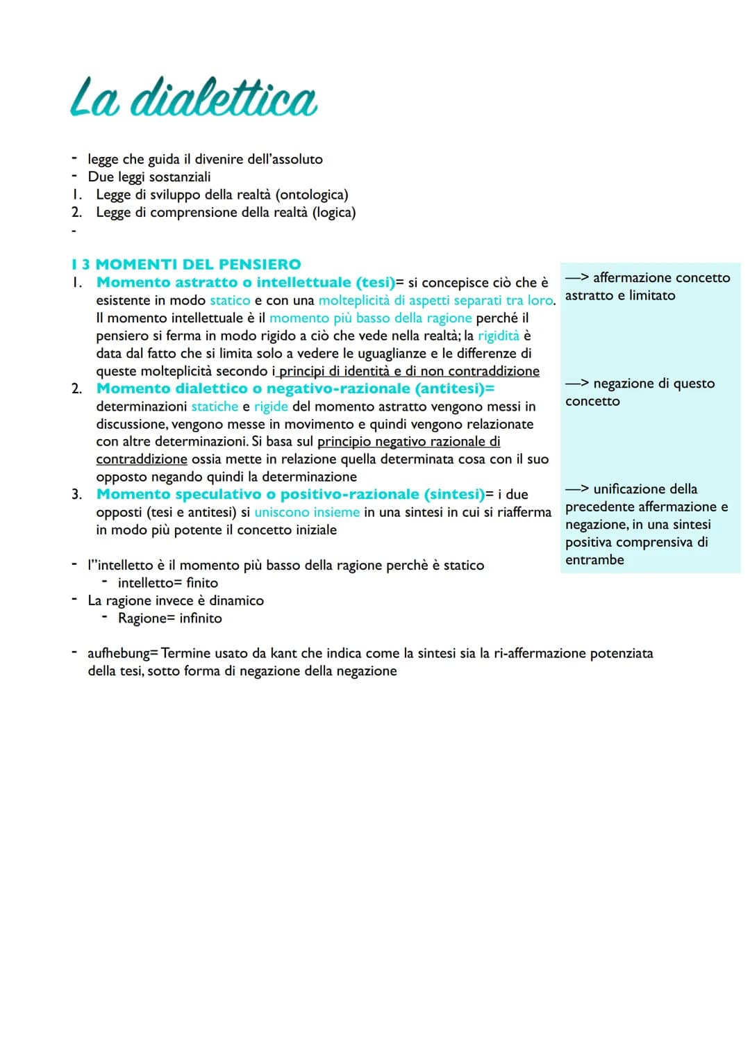 Tesi di fondo del sistema
TESI DI FONDO DEL SISTEMA HEGELIANO
I. Risoluzione del finito nell'infinito
2. Identità tra ragione e realtà
3. Fu