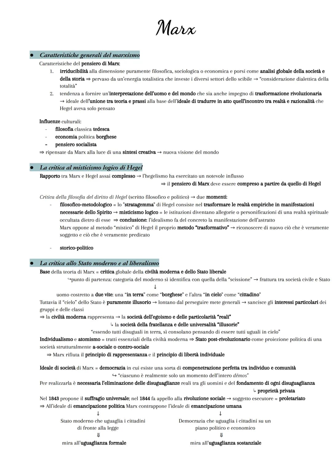 Feuerbach
● Destra e sinistra hegeliana: caratteri generali
1831 Hegel muore → divisione tra "vecchi hegeliani" e "giovani hegeliani"
1837 →