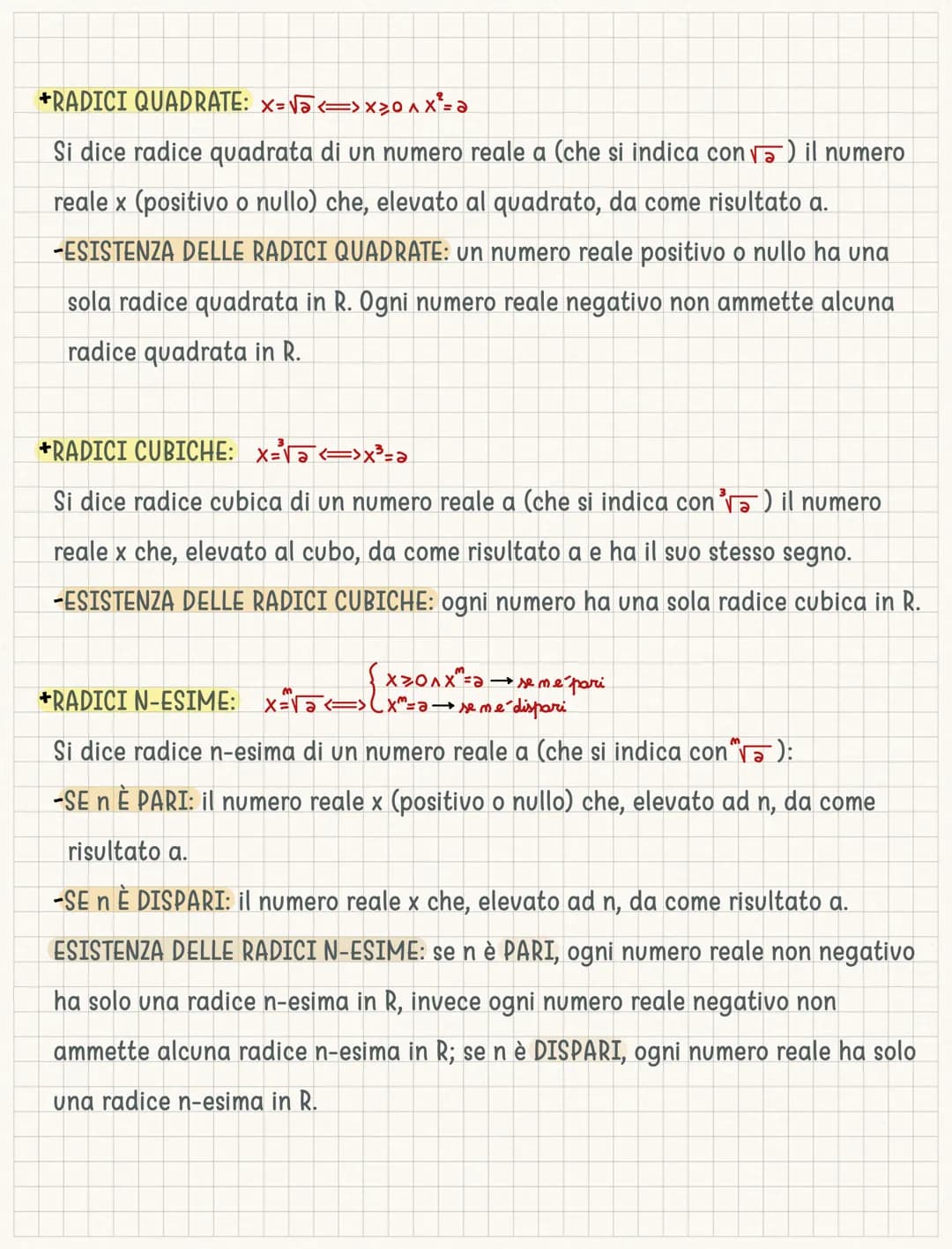 I radicali
Gli insiemi numerici principali sono 4: N (numeri naturali), 2 (numeri relativi), Q
(numeri razionali) ed R che li contiene tutti