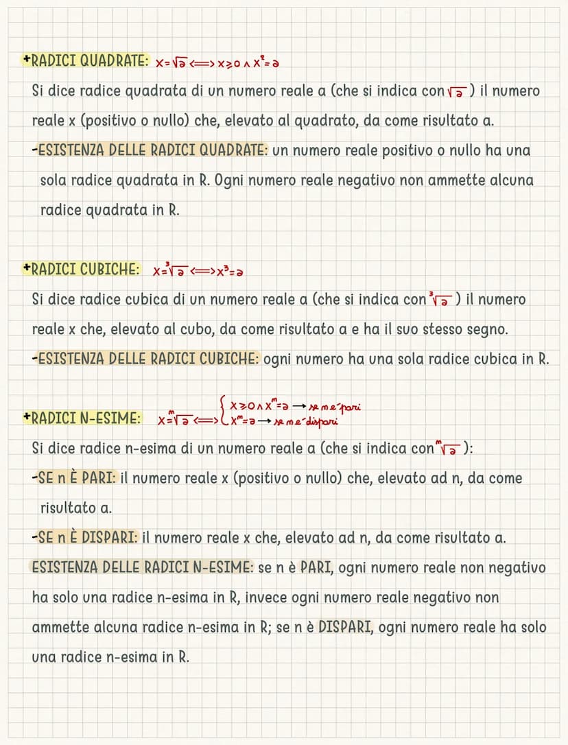 I radicali
Gli insiemi numerici principali sono 4: N (numeri naturali), 2 (numeri relativi), Q
(numeri razionali) ed R che li contiene tutti