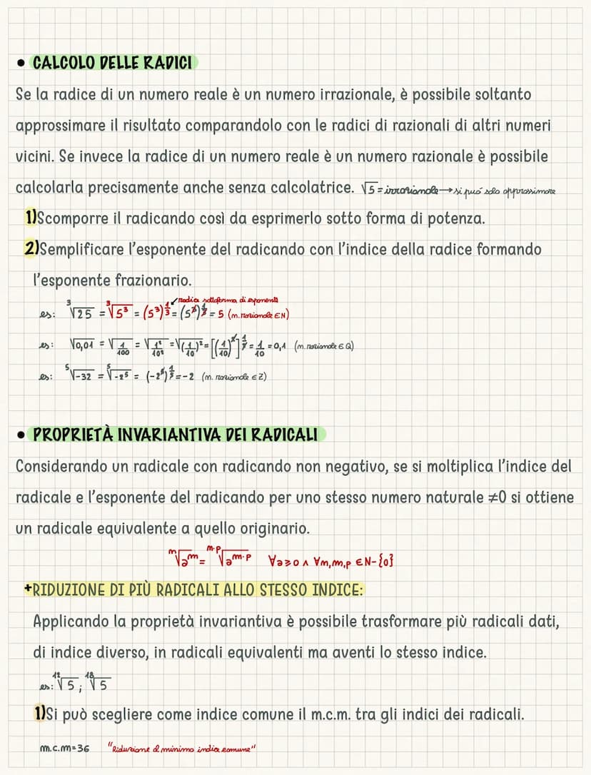 I radicali
Gli insiemi numerici principali sono 4: N (numeri naturali), 2 (numeri relativi), Q
(numeri razionali) ed R che li contiene tutti