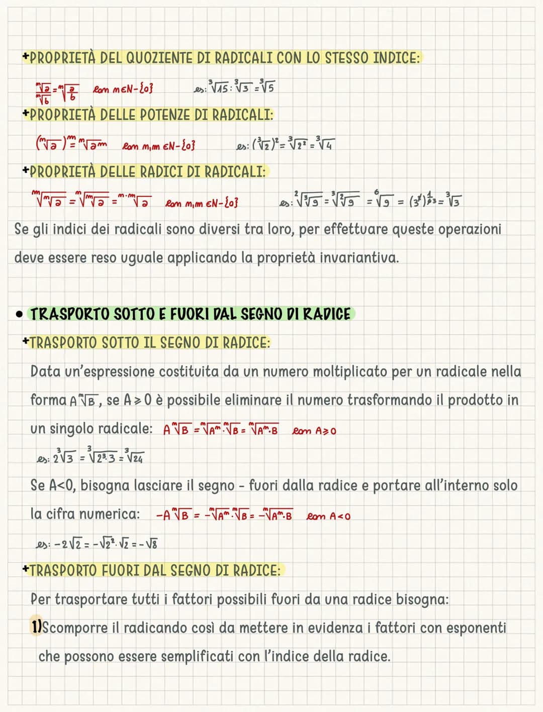 I radicali
Gli insiemi numerici principali sono 4: N (numeri naturali), 2 (numeri relativi), Q
(numeri razionali) ed R che li contiene tutti