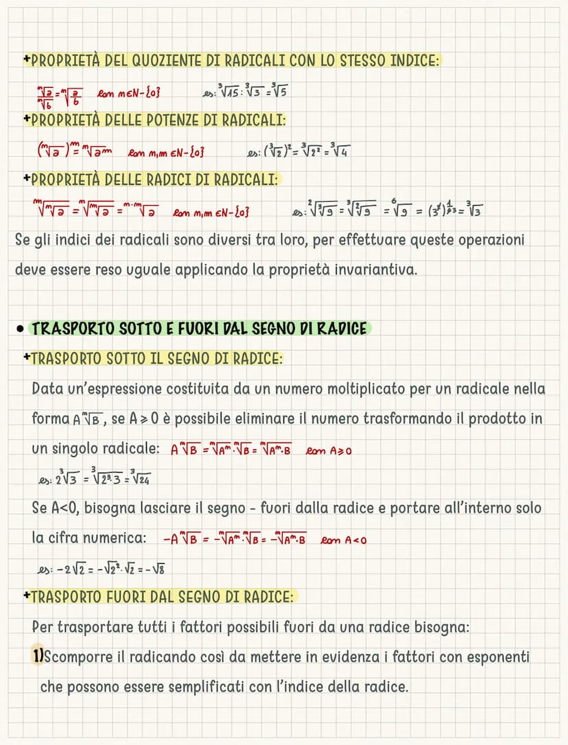 I radicali
Gli insiemi numerici principali sono 4: N (numeri naturali), 2 (numeri relativi), Q
(numeri razionali) ed R che li contiene tutti