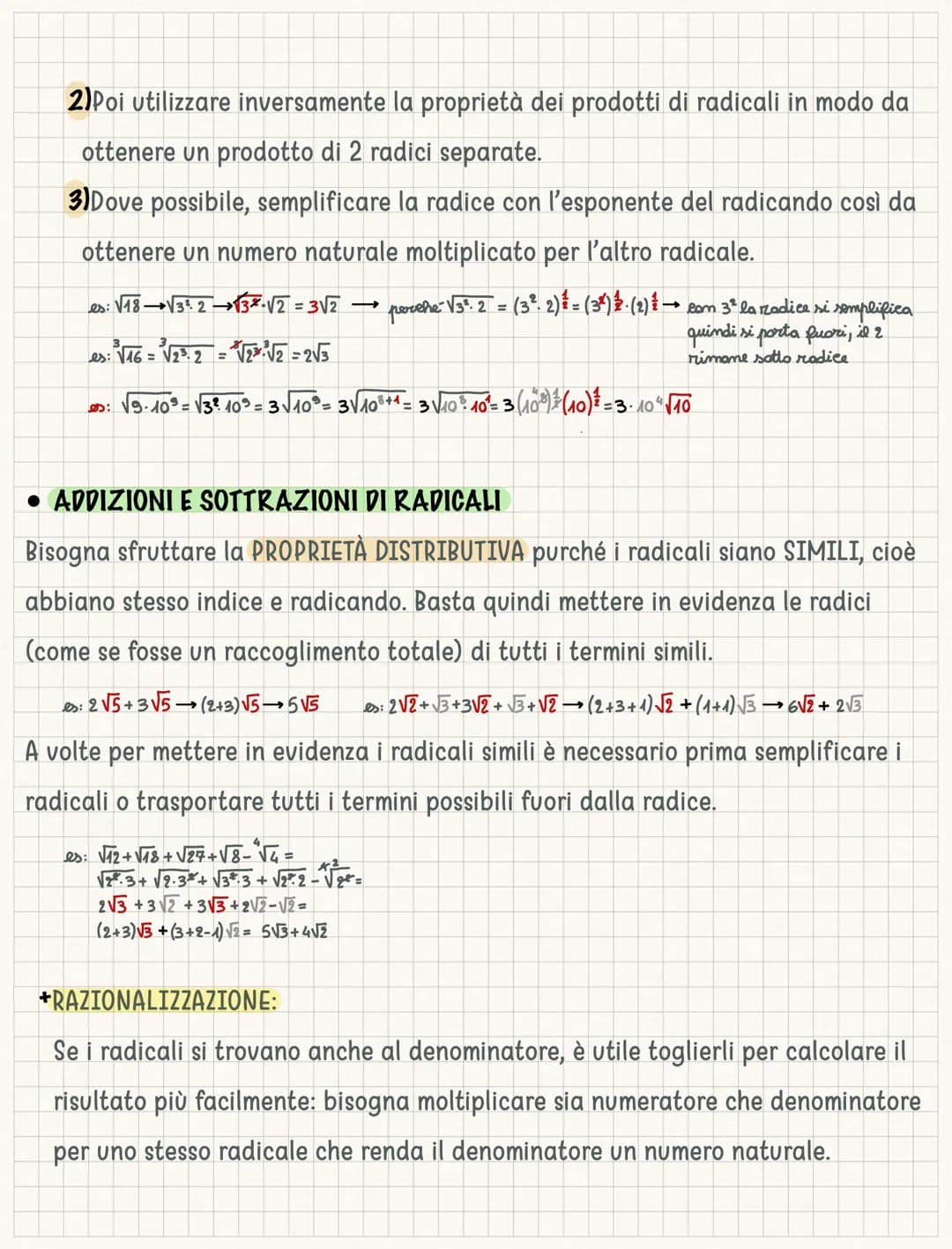 I radicali
Gli insiemi numerici principali sono 4: N (numeri naturali), 2 (numeri relativi), Q
(numeri razionali) ed R che li contiene tutti