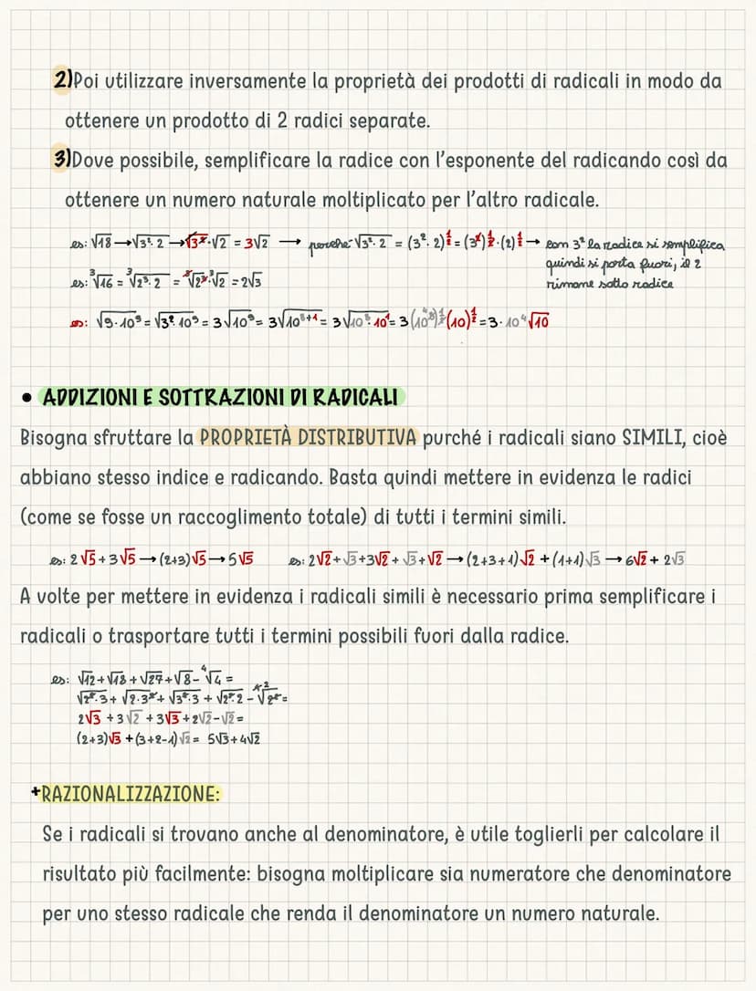I radicali
Gli insiemi numerici principali sono 4: N (numeri naturali), 2 (numeri relativi), Q
(numeri razionali) ed R che li contiene tutti