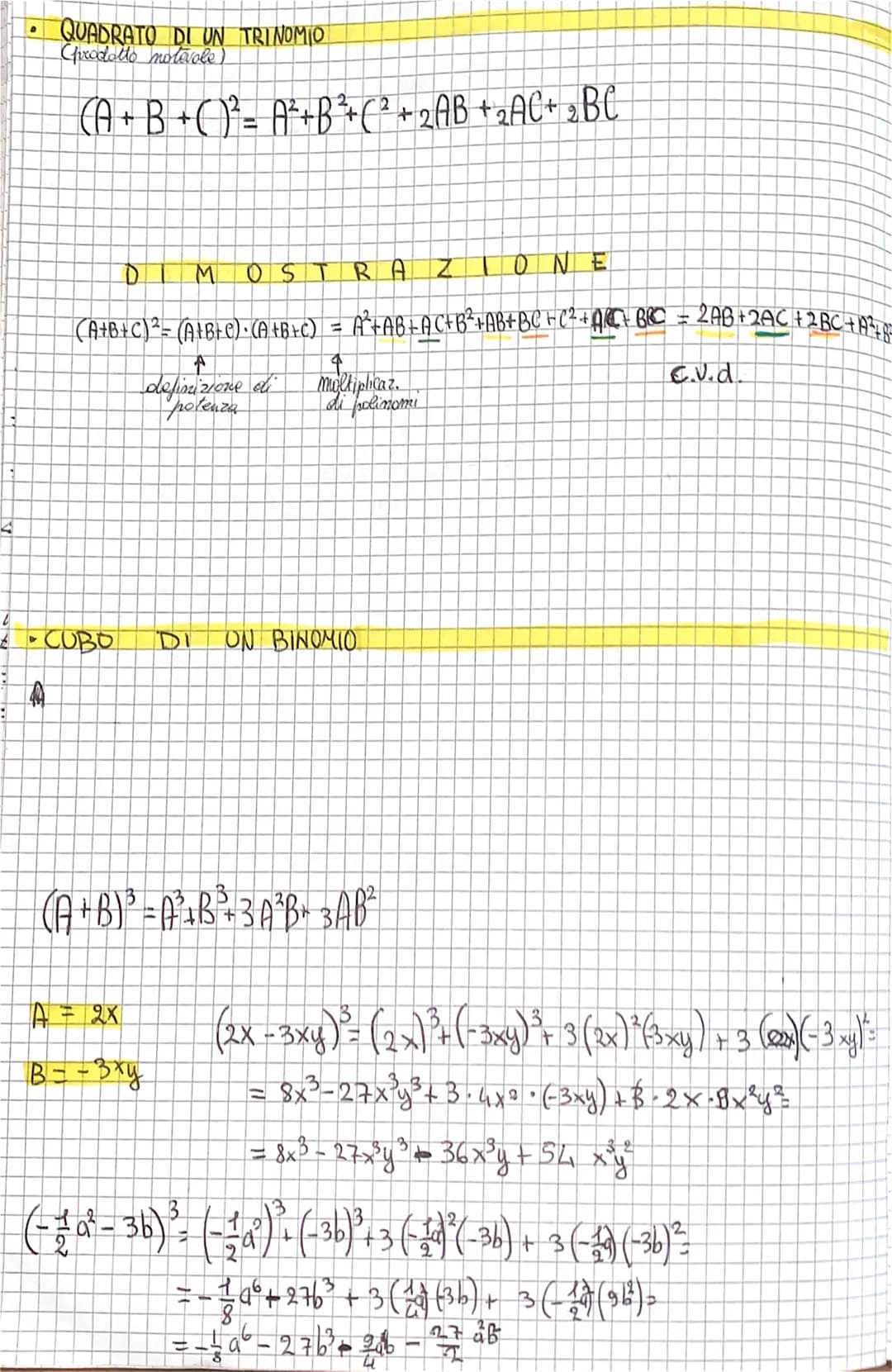 
<p>La formula per ottenere il quadrato di un binomio è la seguente:<br />
(A + B)² = A² + B² + 2·A·B</p>
<p>Per ottenere il quadrato del pr