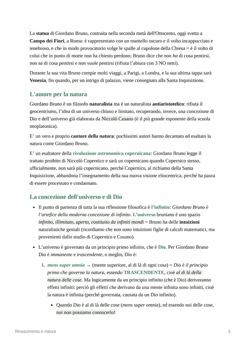 Rinascimento e natura
Telesio
Bernardino Telesio nasce a Cosenza nel 1509 e muore nella stessa città nel 1588. Egli si
forma all'Università 