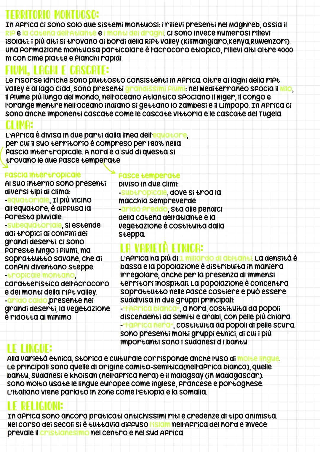 # L'AFRICA

L'Africa si estende sul territorio pari al 20% delle terre emerse. Da nord a sud del
continente si allunga per circa 8000 km, me