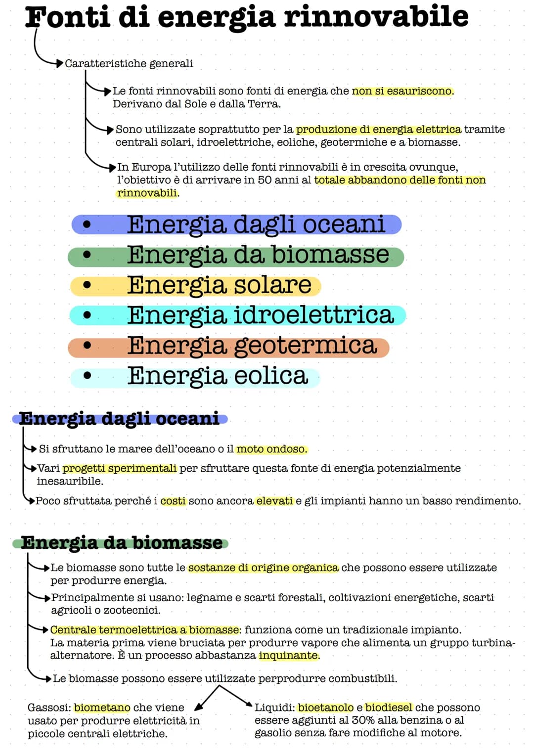 Fonti di energia rinnovabile
Caratteristiche generali
Le fonti rinnovabili sono fonti di energia che non si esauriscono.
Derivano dal Sole e
