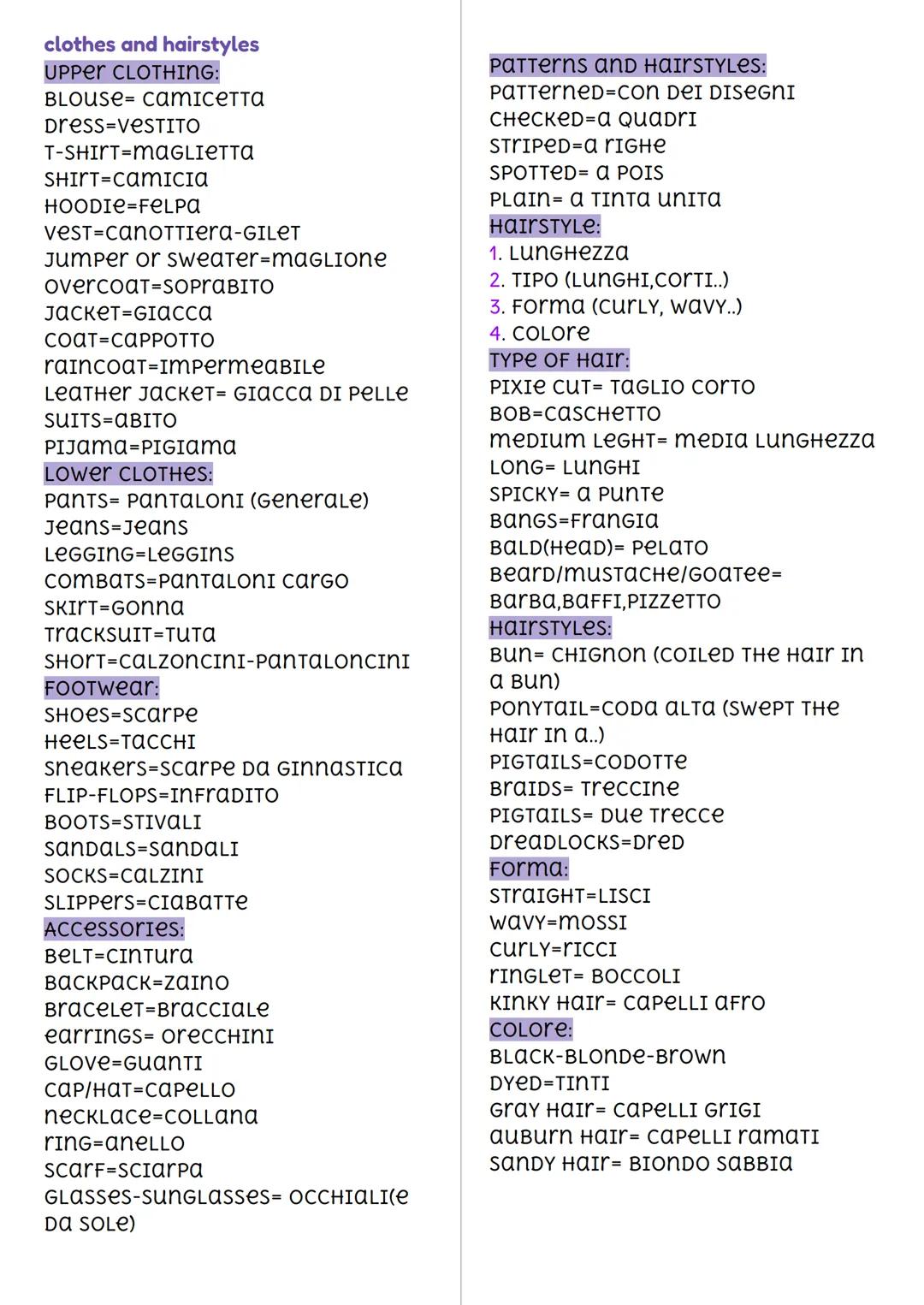 clothes and hairstyles
UPPER CLOTHING:
BLOUSE cатьсетта
Dress-VESTITO
T-SHIRT-MAGLIETTA
SHIRT-camicia
HOODIE-FELPA
VEST-canOTTIERA-GILET
Jum