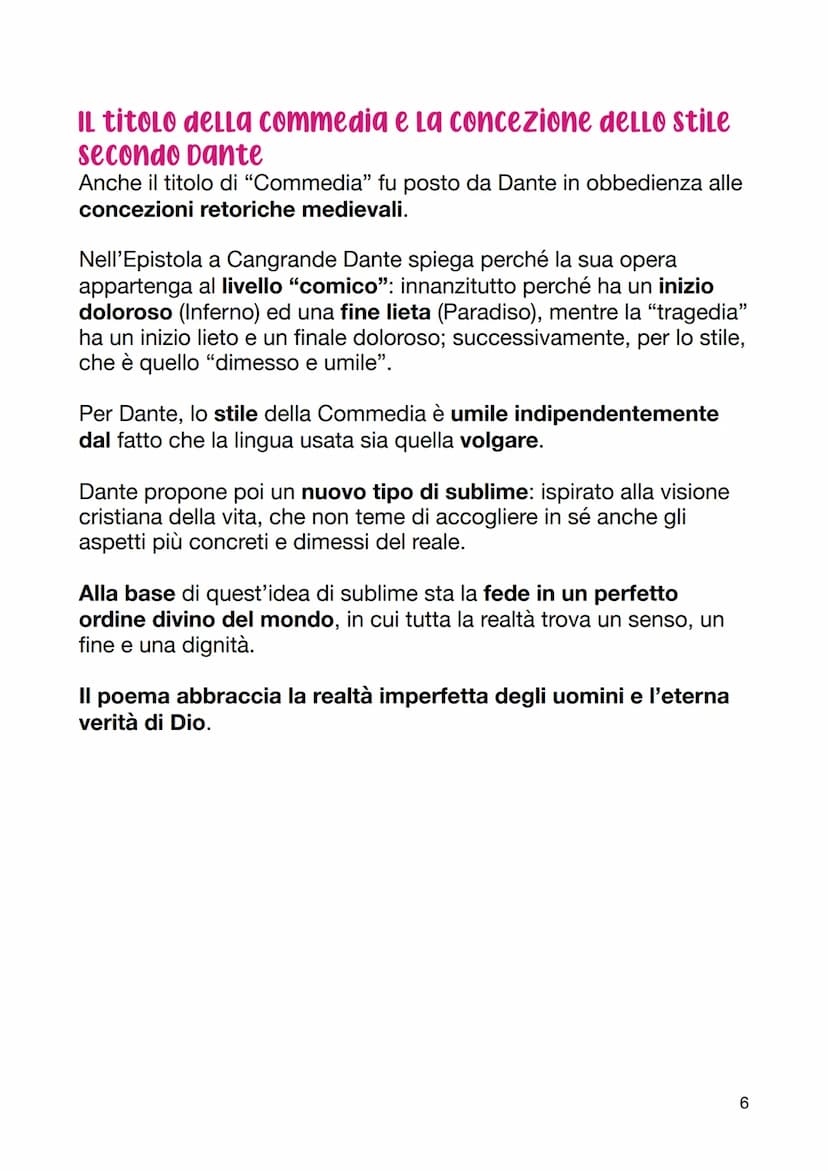 La genesi dell'Opera
La Commedia nasce da una visione:
cupa
apocalittica
catastrofica
tragica
●
●
La Commedia
●
della realtà, Dante vuole ra