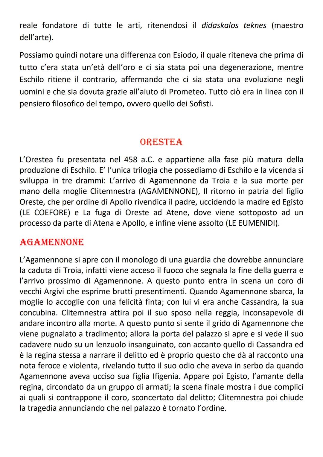ESCHILO
Eschilo nacque nel 525 a.c. a Eleoisi, vicino Atene, da una famiglia aristocratica
(era figlio di Euforione). Nel 484 vinse il suo p
