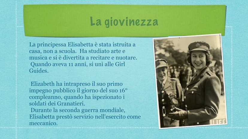 La regina
Elisabetta II Chi è la regina Elisabetta?
Elizabeth Alexandra Mary, che in seguito
sarebbe diventata la regina Elisabetta II, è na