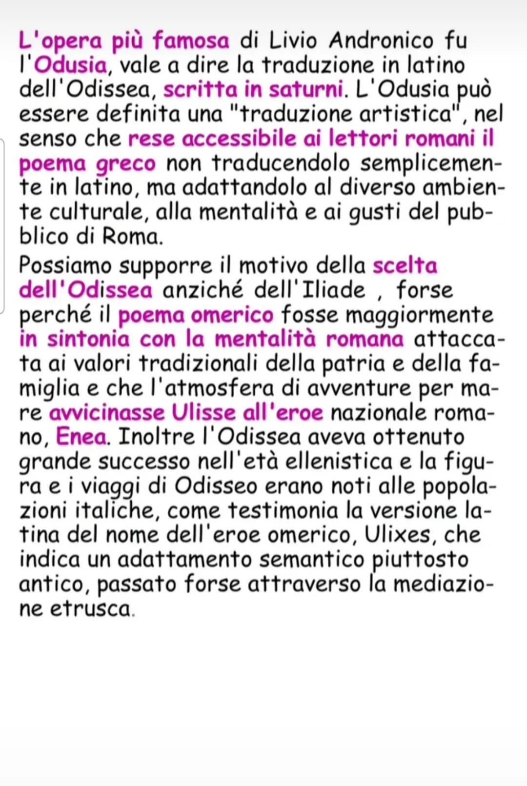 Livio Andronico
Della vita di Livio Andronico sappiamo che
venne a Roma come schiavo in seguito alla
sconfitta della sua città natale,Tarant