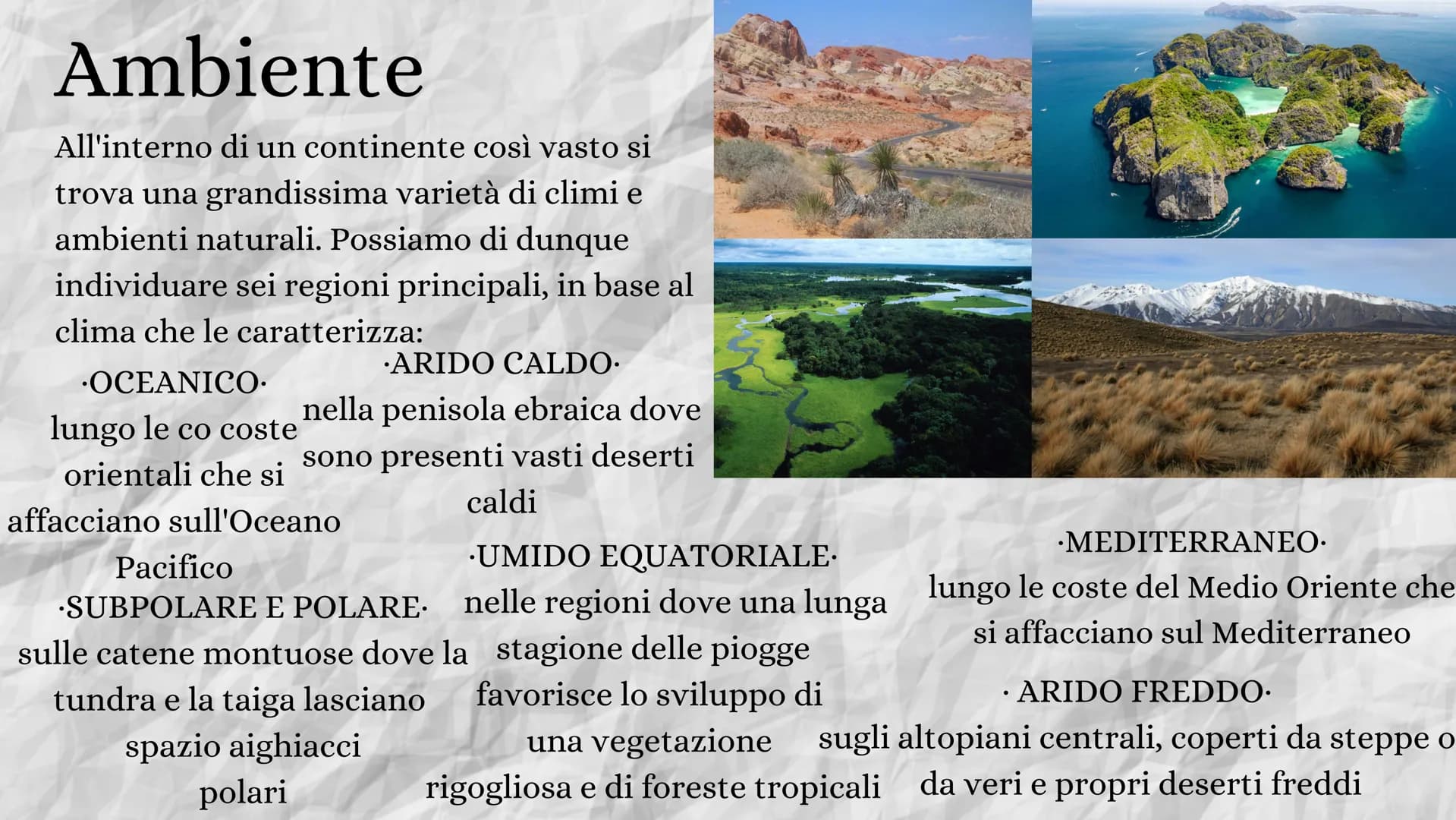 ASIA
11111
302 Territorio
L' Asia è il continente più vasto: con
oltre 44 milioni di km², occupa circa un
terzo delle terre emerse.
Nella pa