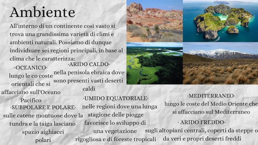 ASIA
11111
302 Territorio
L' Asia è il continente più vasto: con
oltre 44 milioni di km², occupa circa un
terzo delle terre emerse.
Nella pa
