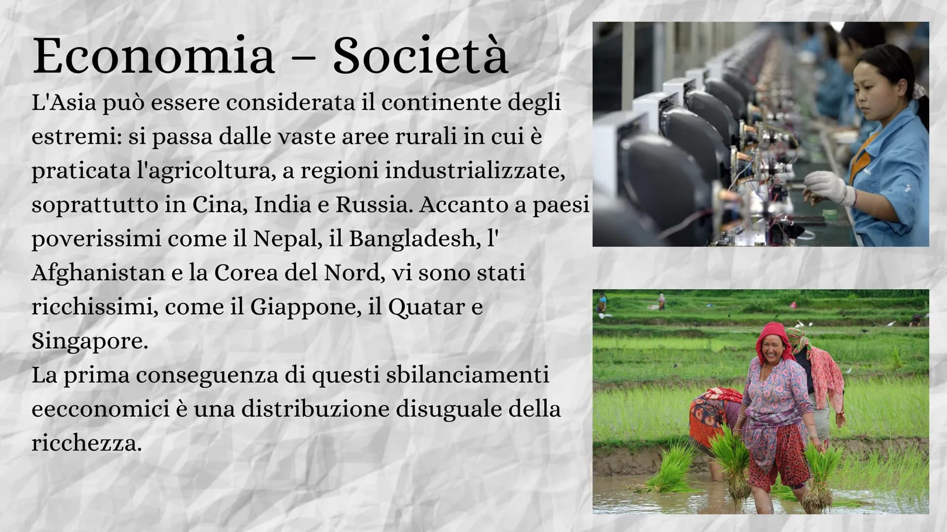 ASIA
11111
302 Territorio
L' Asia è il continente più vasto: con
oltre 44 milioni di km², occupa circa un
terzo delle terre emerse.
Nella pa