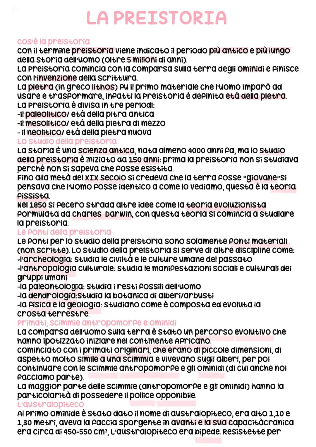La Preistoria: Mappa Concettuale per Scuole di Ogni Grado