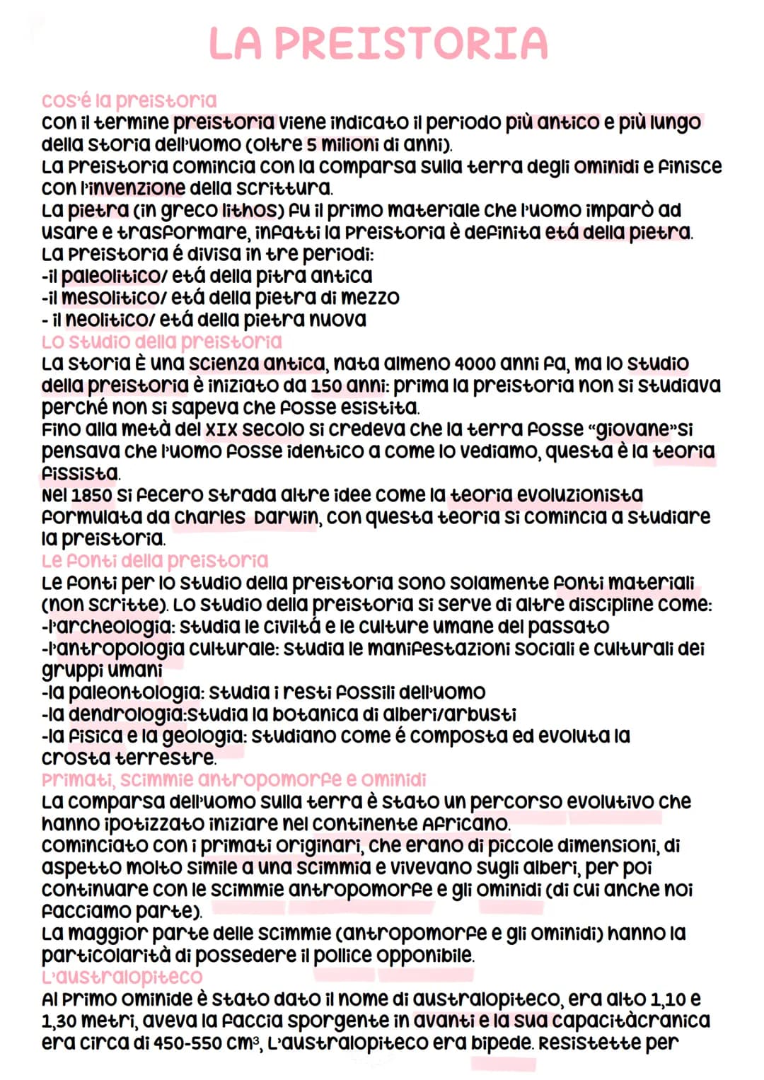 LA PREISTORIA
cos'è la preistoria
con il termine preistoria viene indicato il periodo più antico e più lungo
della storia dell'uomo (oltre 5
