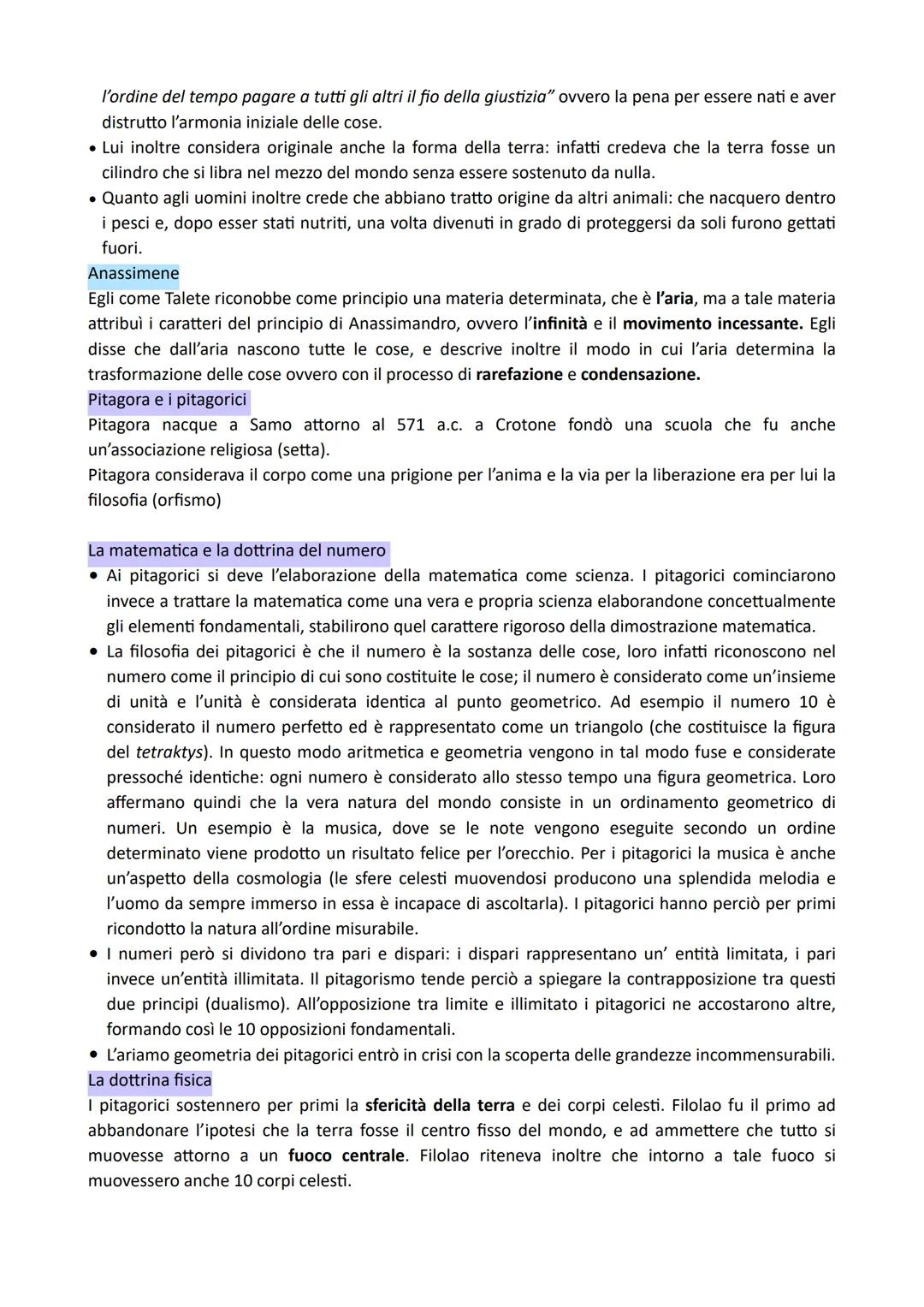 I presocratici o presofisti
Il termine "presocratici" denota un gruppo eterogeneo di filosofi anteriori a Socrate, che si
occupavano princip