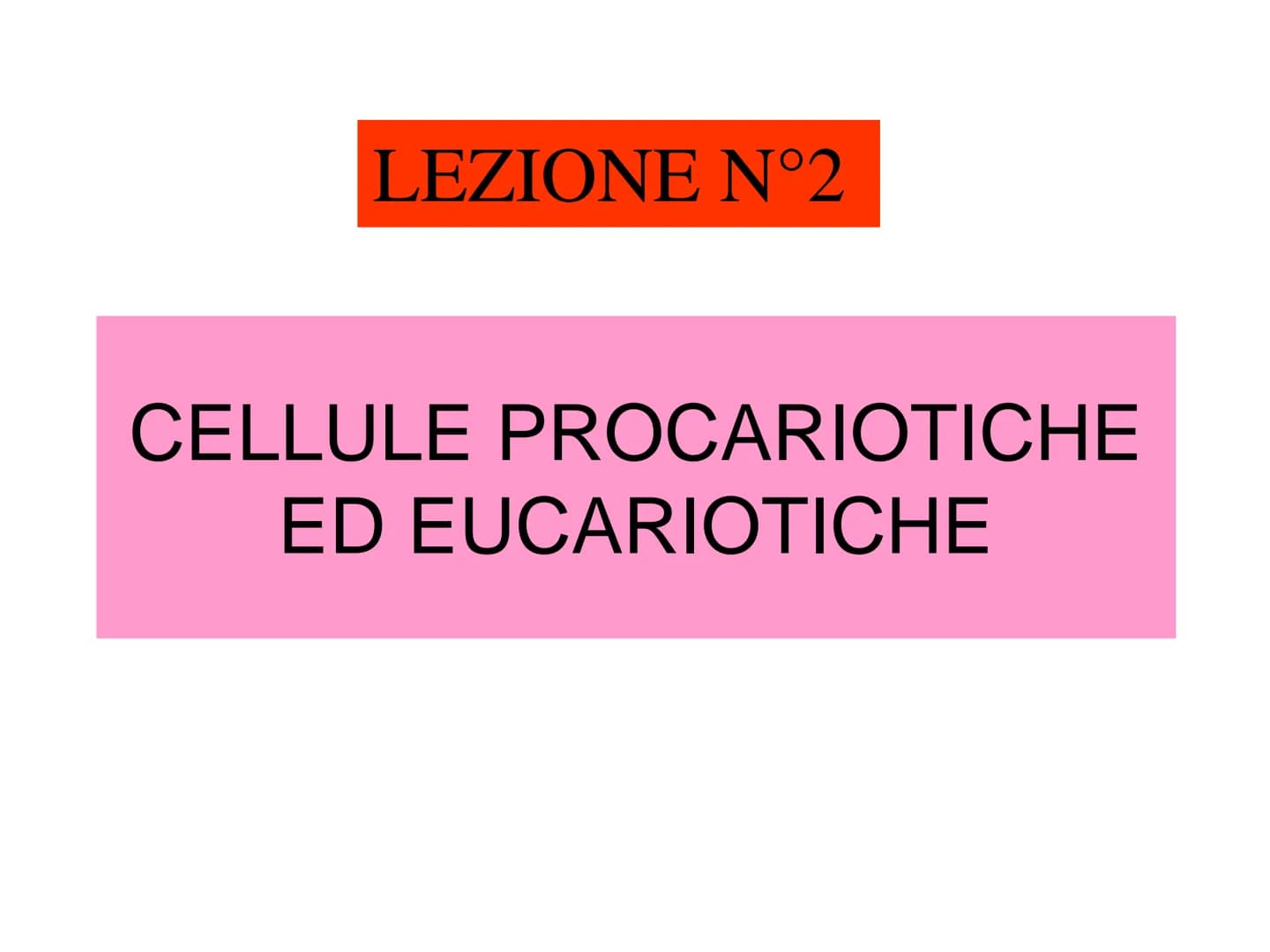 LEZIONE N°2
CELLULE PROCARIOTICHE
ED EUCARIOTICHE La biologia (dal greco bios= vita e logos : = studio= Bios
logos ovvero studio della vita
