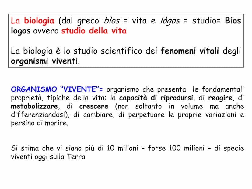 LEZIONE N°2
CELLULE PROCARIOTICHE
ED EUCARIOTICHE La biologia (dal greco bios= vita e logos : = studio= Bios
logos ovvero studio della vita
