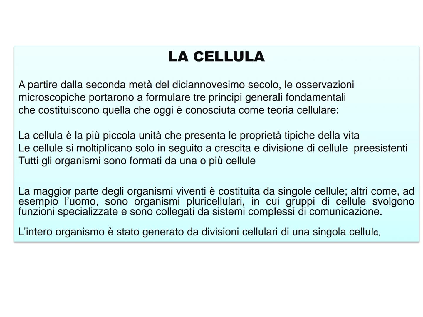 LEZIONE N°2
CELLULE PROCARIOTICHE
ED EUCARIOTICHE La biologia (dal greco bios= vita e logos : = studio= Bios
logos ovvero studio della vita
