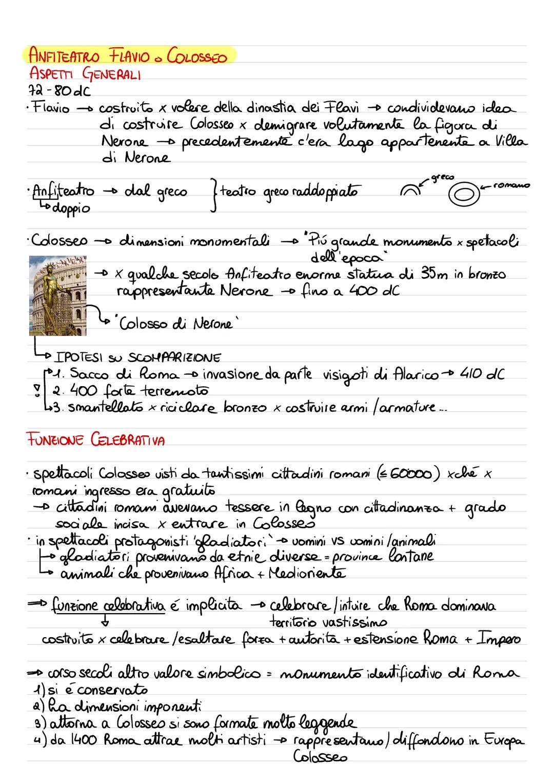 # ANFITEATRO FLAVIO COLOSSEO
ASPETTI GENERALI
72-80dc
*   Flavio costruito x volere della dinastia dei Flavi condividevano idea
di costruire
