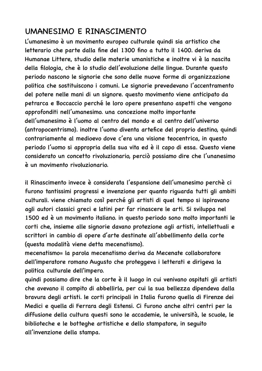 UMANESIMO E RINASCIMENTO
L'umanesimo è un movimento europeo culturale quindi sia artistico che
letterario che parte dalla fine del 1300 fino