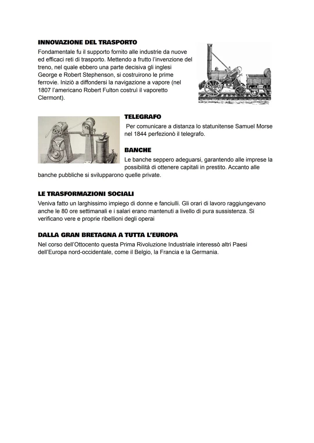 PRIMA RIVOLUZIONE INDUSTRIALE
LA NASCITA
La Prima Rivoluzione Industriale prese avvio nella seconda metà del Settecento in Gran
Bretagna gra
