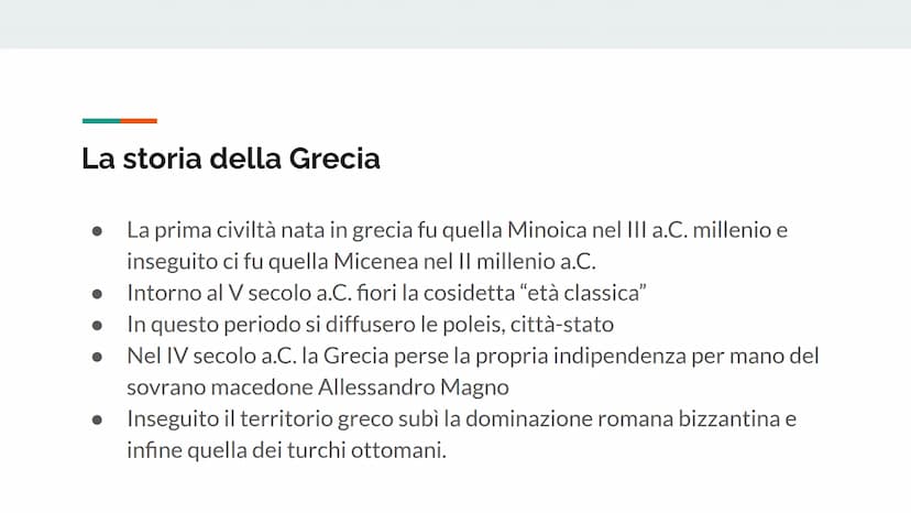 La grecia
PARTE 1 La storia della Grecia
La prima civiltà nata in grecia fu quella Minoica nel III a.C. millenio e
inseguito ci fu quella Mi