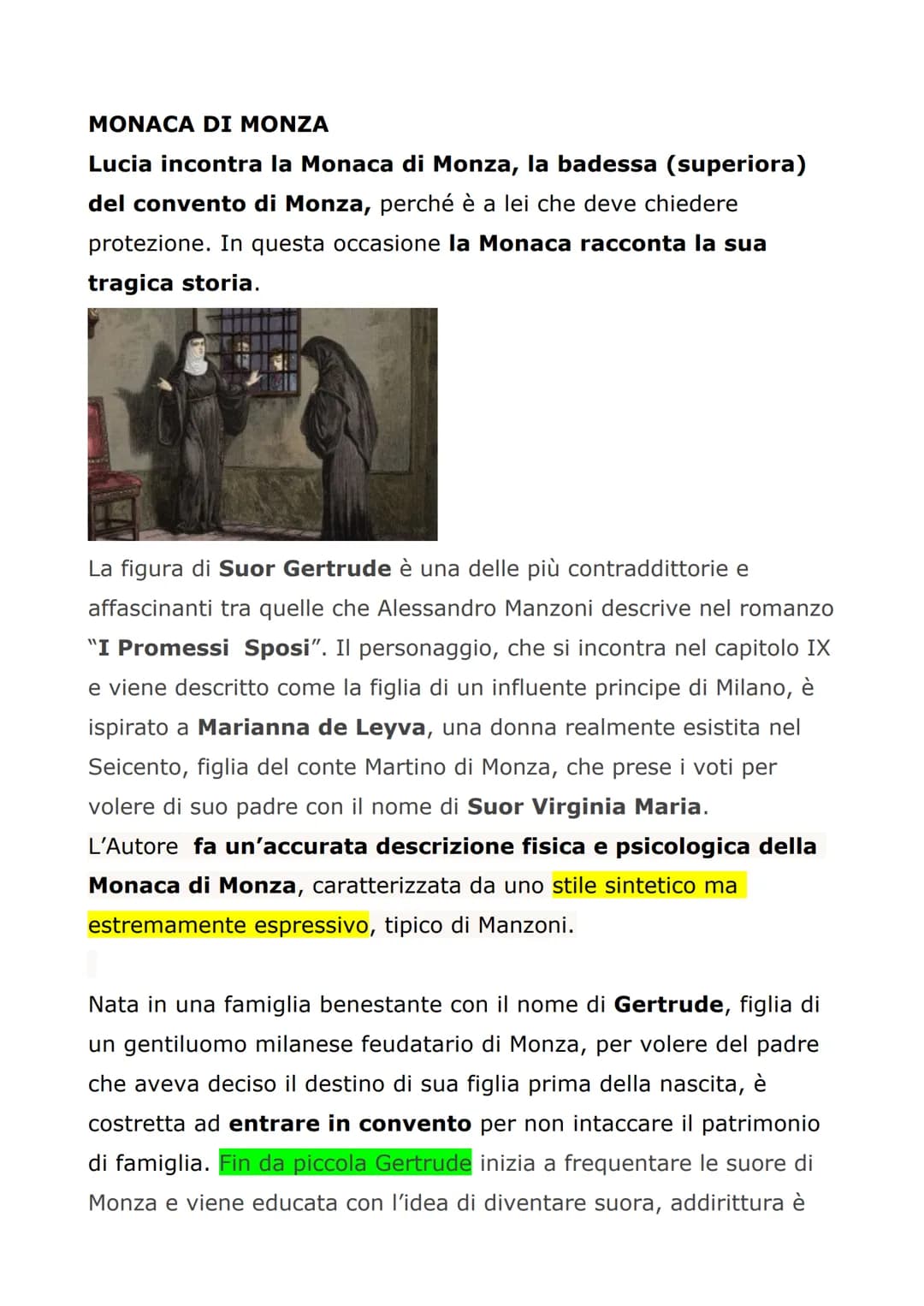 MONACA DI MONZA
Lucia incontra la Monaca di Monza, la badessa (superiora)
del convento di Monza, perché è a lei che deve chiedere
protezione