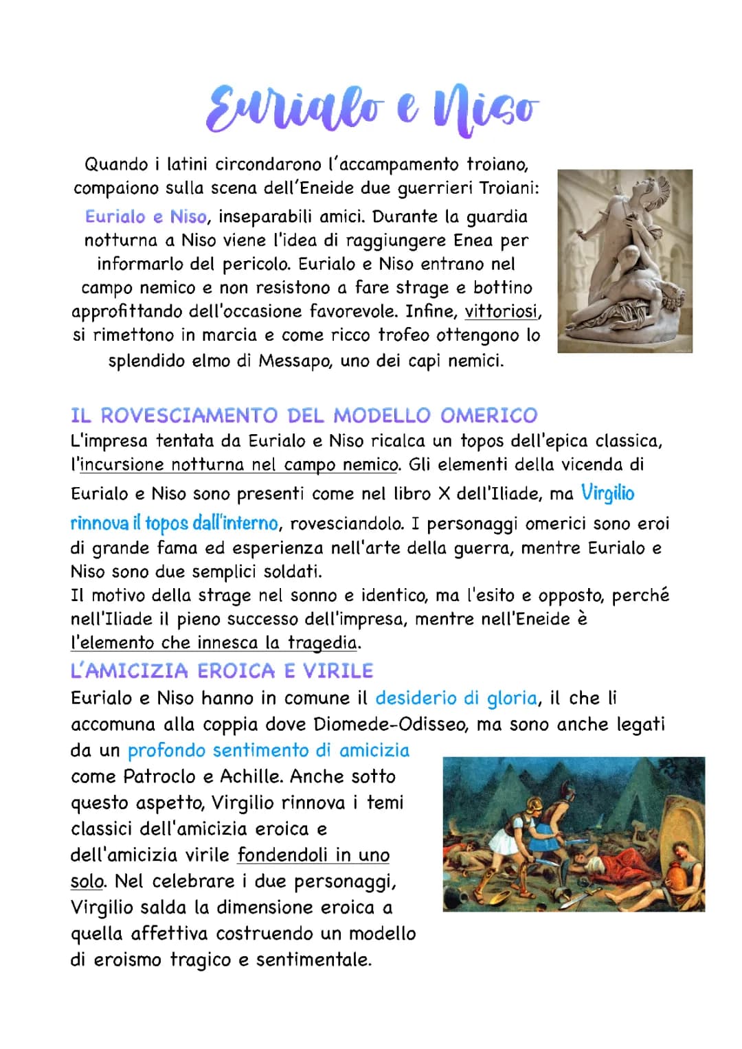 Eurialo e Niso: Riassunto Semplice e Parafrasi PDF