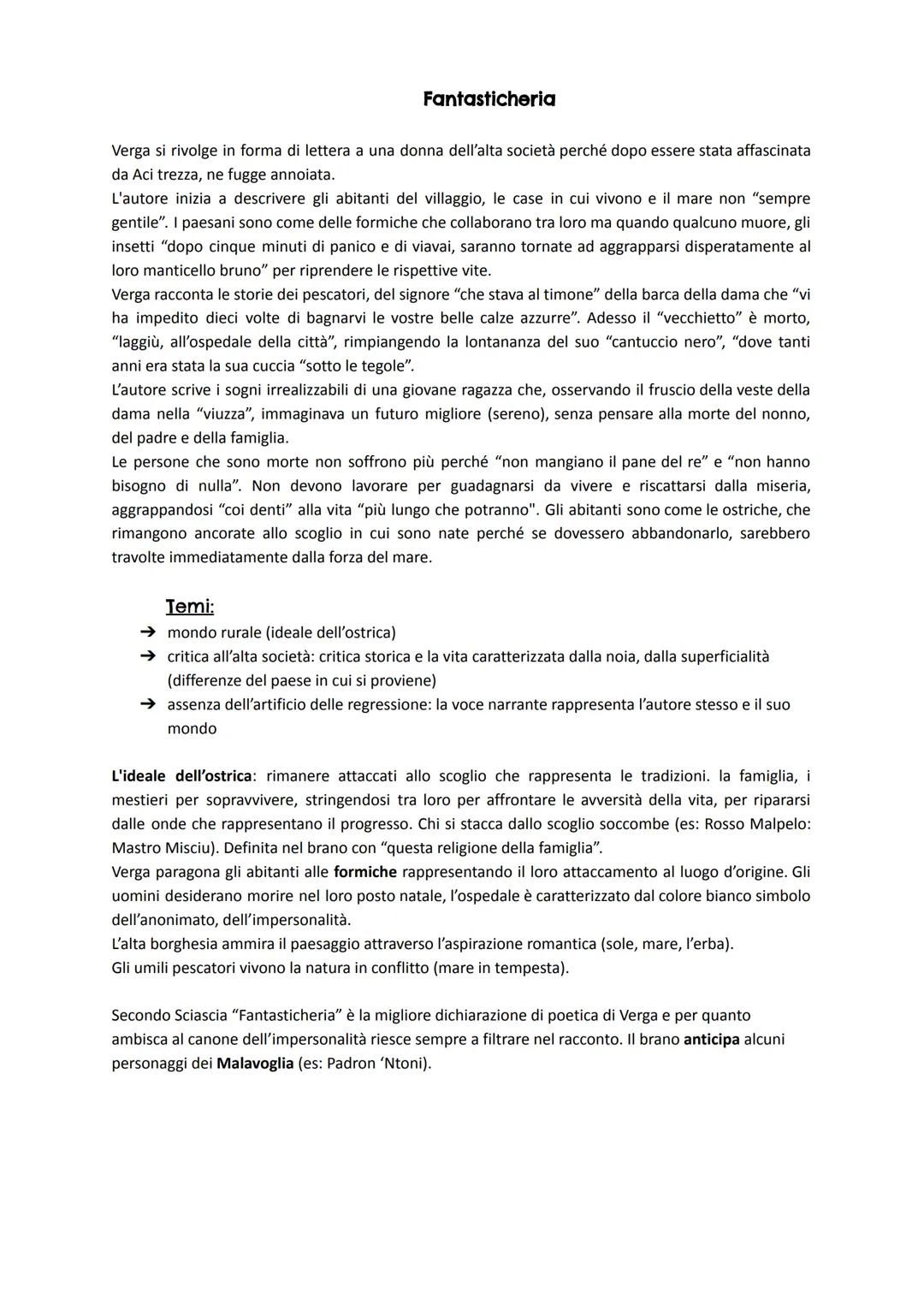 Fantasticheria
Verga si rivolge in forma di lettera a una donna dell'alta società perché dopo essere stata affascinata
da Aci trezza, ne fug
