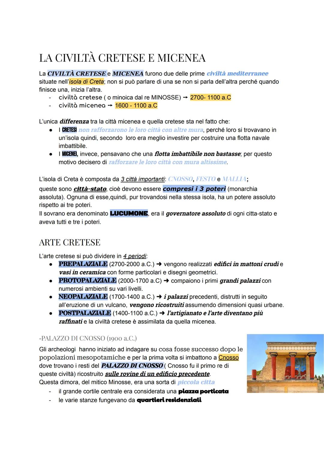 # LA CIVILTÀ CRETESE E MICENEA

La CIVILTÀ CRETESE e MICENEA furono due delle prime civiltà mediterranee
situate nell'isola di Creta; non si