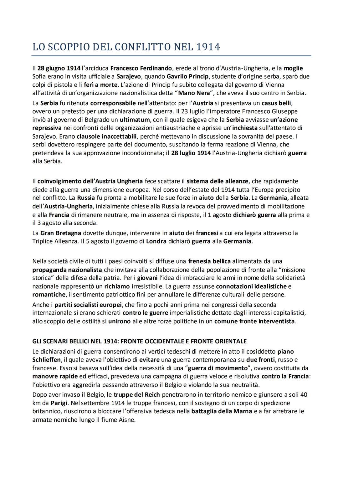 La Prima Guerra Mondiale: Storia e Riassunto