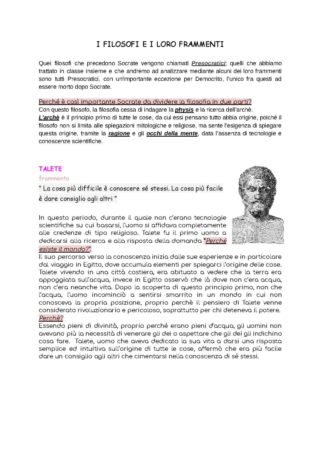 Filosofi e loro frammenti