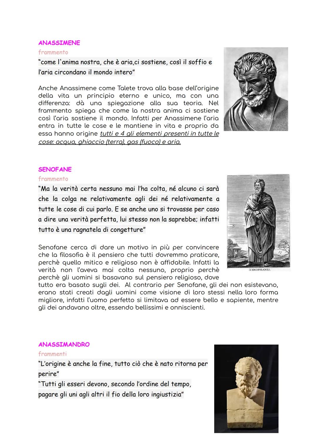 I FILOSOFI E I LORO FRAMMENTI
Quei filosofi che precedono Socrate vengono chiamati Presocratici; quelli che abbiamo
trattato in classe insie