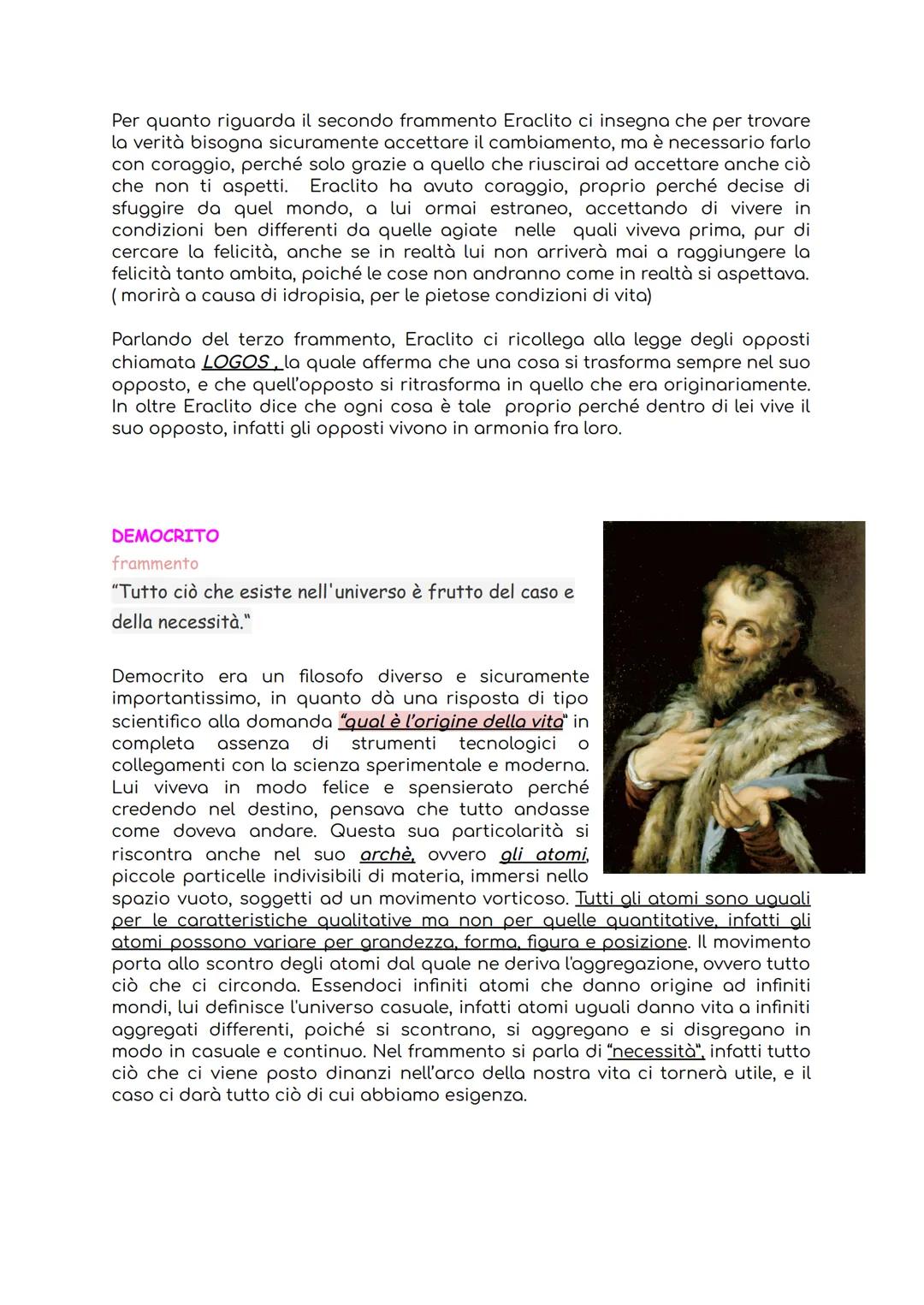 I FILOSOFI E I LORO FRAMMENTI
Quei filosofi che precedono Socrate vengono chiamati Presocratici; quelli che abbiamo
trattato in classe insie