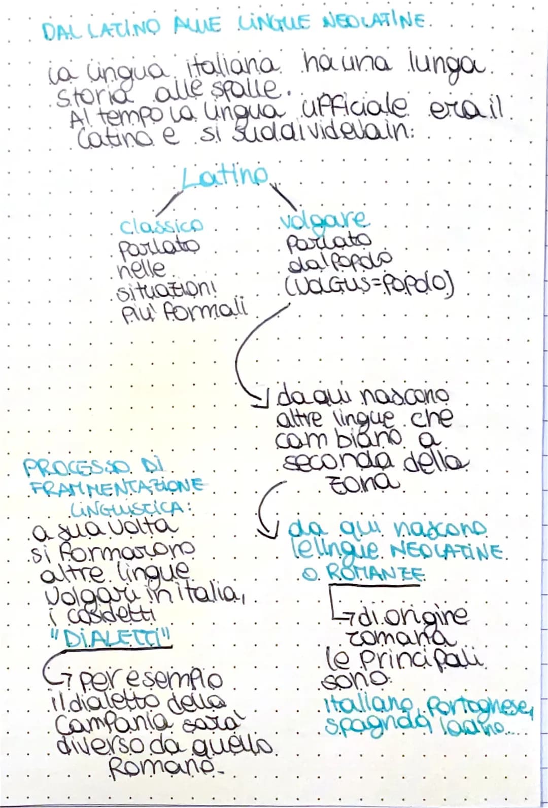 DAL LATINO ALE LINGUE NEOLATINE.
la lingua italiana ha una lunga.
Storia alle spalle.
Al tempo la lingua ufficiale era il
Catino e si suddiv