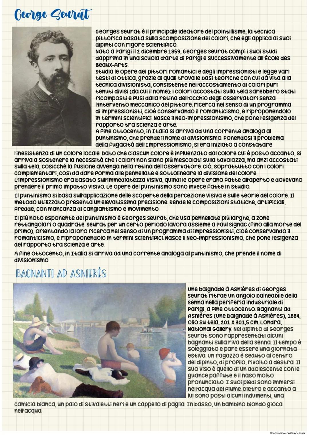 Post-impressionismo
Il Post-impressionismo non è un vero e proprio stile, ma una fase storico-artistica molto articolata
che comprende gli o