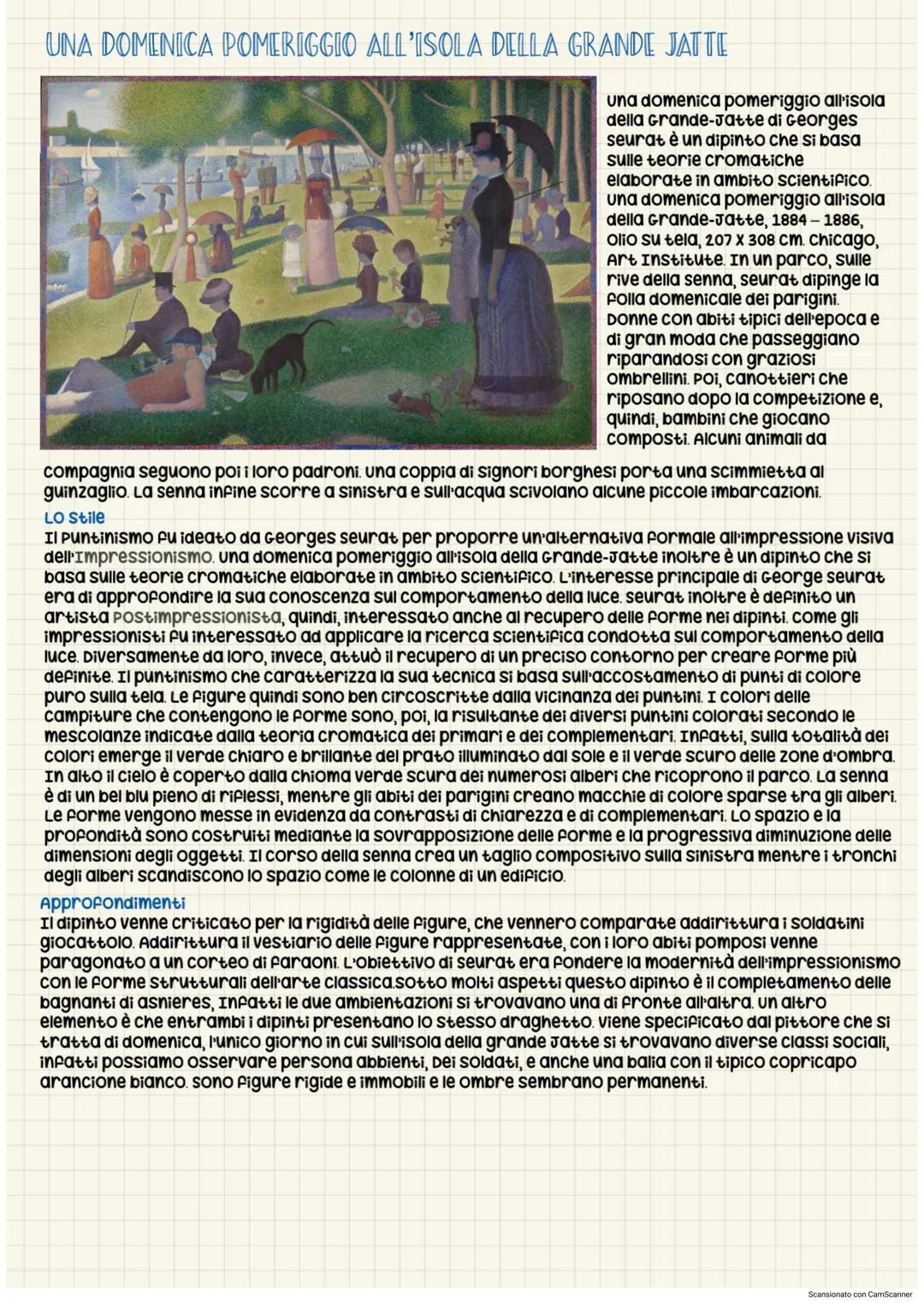 Post-impressionismo
Il Post-impressionismo non è un vero e proprio stile, ma una fase storico-artistica molto articolata
che comprende gli o