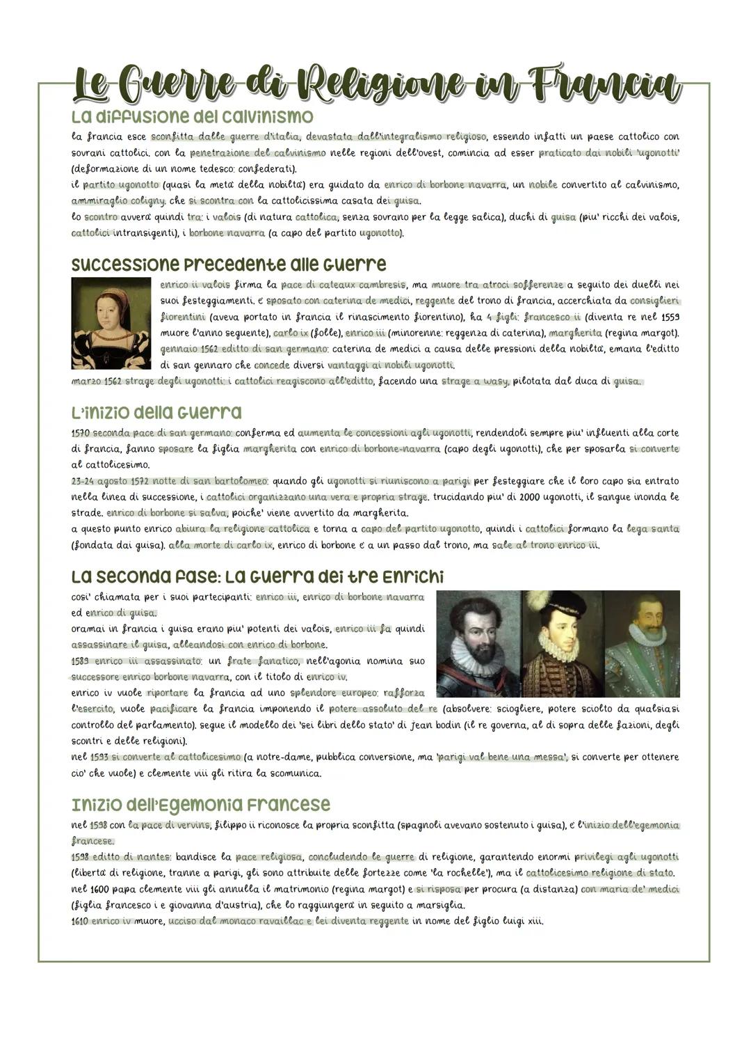 Le Guerre di Religione in Francia
La diffusione del calvinismo
la francia esce sconfitta dalle guerre d'italia, devastata dall'integralismo 