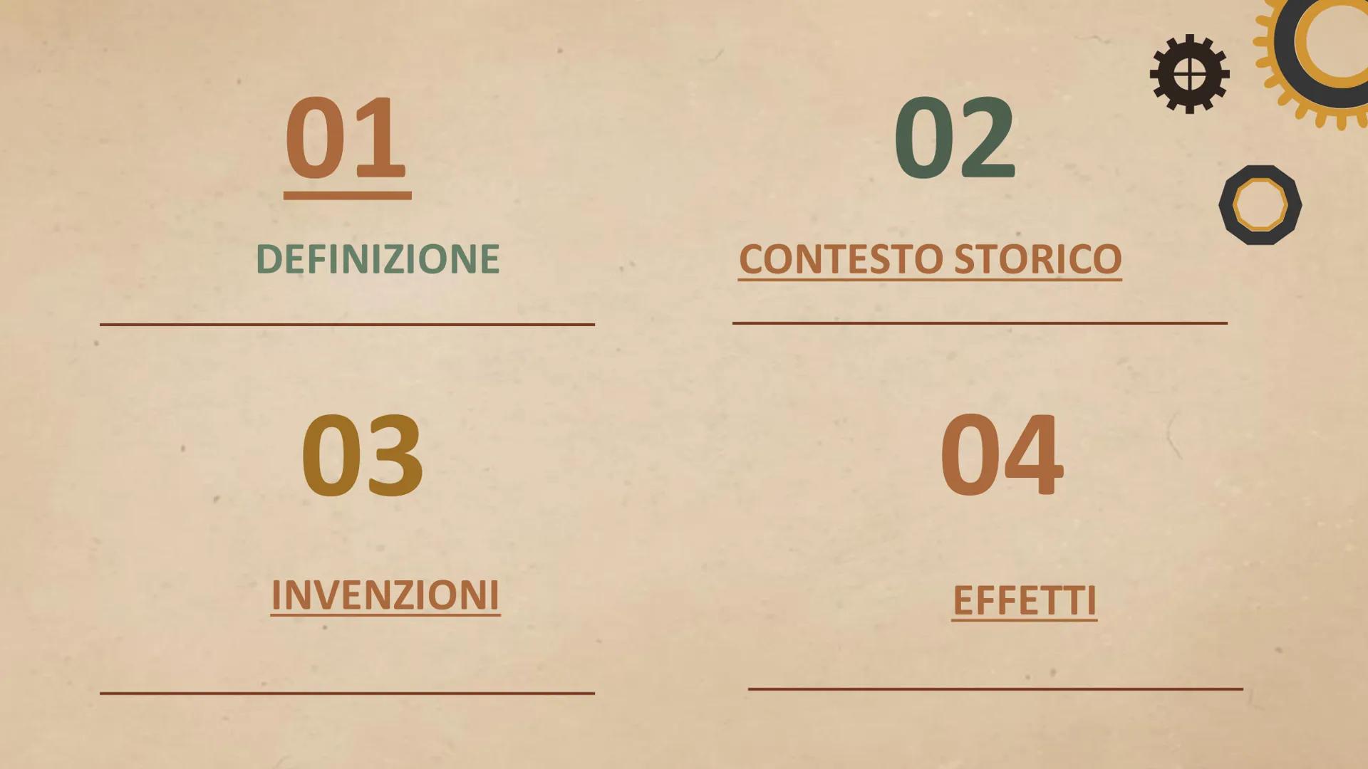 ●
ШИИ
RIVOLUZIONE
INDUSTRIALE
Gabriella Gagliardi 4ASIA 01
DEFINIZIONE
03
INVENZIONI
02
CONTESTO STORICO
04
EFFETTI COSA SI INTENDE PER
"RIV