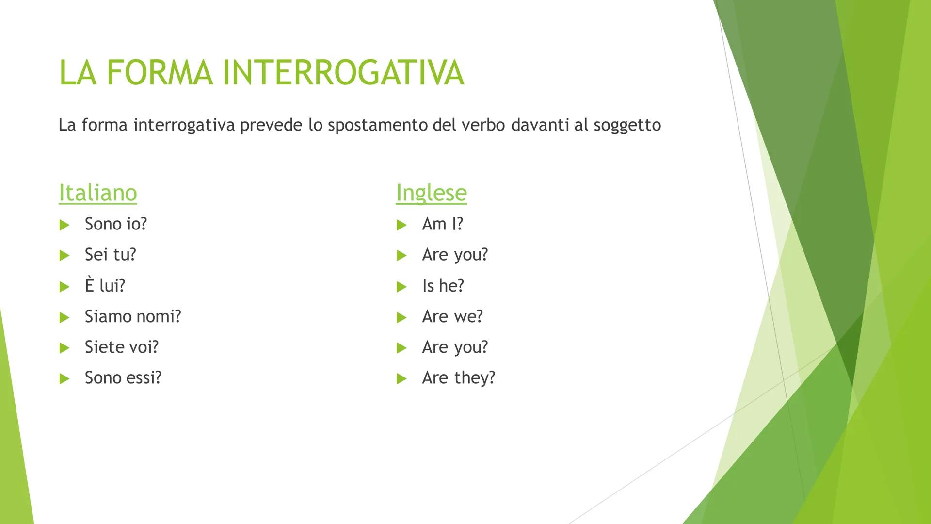 IL VERBO ESSERE
Student's book
INGLESE LE CARATTERISTICHE
Nella lingua inglese, il verbo Essere, To Be, è un
verbo irregolare e può assumere